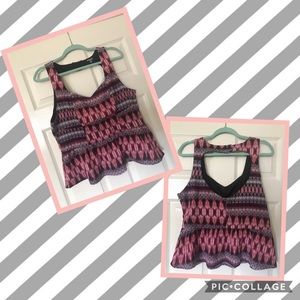 Charlotte Russe Mulitcolor Tribal Print Peplum Top